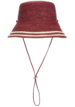 Clyde Aries Hat in Burgundy & White Stripes - Burgundy. Size L (also in M, S).
