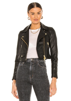 ALLSAINTS Elora Biker Jacket in Black. Size 0, 8.