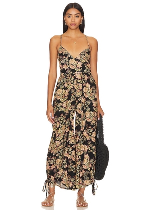 Free People Stand Out Printed Jumpsuit in Black. Size L, XS.