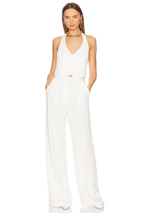 Amanda Uprichard Isadore Jumpsuit in Ivory. Size L, S, XL.