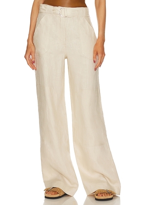 GRLFRND The Linen Cargo Pant in Neutral. Size XS.
