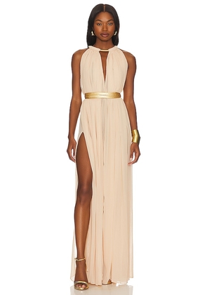 Bronx and Banco Japera Halter Neck Gown in Cream. Size XS.