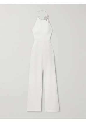 Valentino Garavani - Embellished Silk-crepe Halterneck Jumpsuit - White - IT36,IT38,IT40,IT42,IT44,IT46