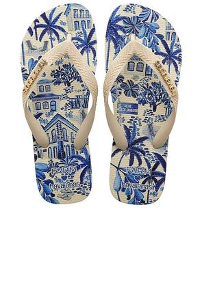 Havaianas Farm Rio Blue Street Sandal in White. Size 39/40.