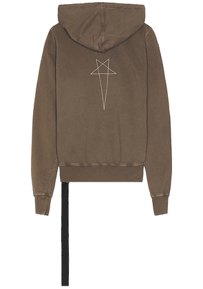 DRKSHDW by Rick Owens Jason S Hoodie in Olive. Size L, S, XL/1X.