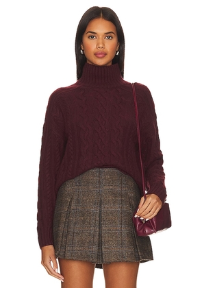 Autumn Cashmere Cropped Cable Mock Neck in Wine. Size XL.