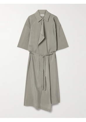 LEMAIRE - Belted Wrap-effect Crinkled Silk-blend Shell Midi Shirt Dress - Green - FR34,FR36,FR38,FR40