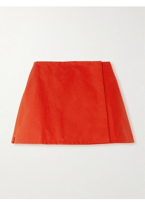Tolu Coker - Pleated Coated-cotton Mini Wrap Skirt - Red - x small,small,medium,large