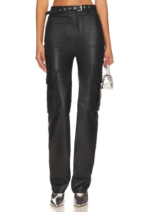 Camila Coelho Manolya Leather Pant in Black. Size M, S, XL, XS, XXS.