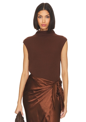 Enza Costa Sleeveless Knit Turtleneck Top in Brown. Size XS.