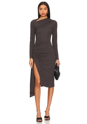Enza Costa Matte Jersey Slash Dress in Charcoal. Size M, XS.