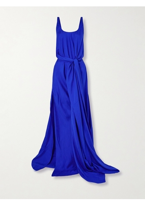 Ann Demeulemeester - Ima-x Asymmetric Wrap-effect Washed-silk Maxi Dress - Blue - IT38,IT40,IT42,IT44,IT46