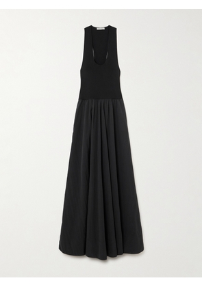 ST. AGNI - Ribbed-knit And Poplin Maxi Dress - Black - x small,small,medium,large,x large