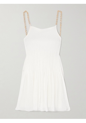 Rabanne - Chainmail-embellished Silk-blend Crepon Mini Dress - White - FR34,FR36,FR38,FR40,FR42