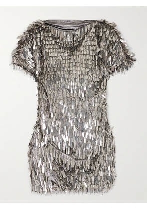 Isabel Marant - Carla Embellished Silk-blend Mini Dress - Silver - FR34,FR36