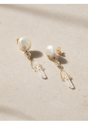 JIA JIA - 14-karat Gold Quartz, Diamond And Pearl Earrings - White - One size