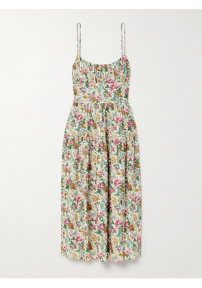 DÔEN - Benoit Tiered Floral-print Cotton-poplin Midi Dress - Multi - xx small,x small,small,medium,large,x large,xx large