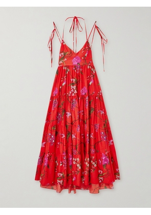 Erdem - Floral-print Tiered Cotton-poplin Maxi Dress - UK 4,UK 6,UK 8,UK 10,UK 12,UK 14,UK 16