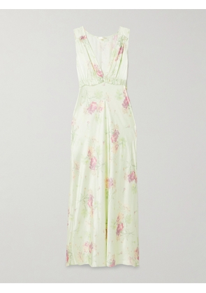 LoveShackFancy - Suniva Ruffled Floral-print Silk-charmeuse Maxi Dress - Green - US00,US0,US2,US4,US6,US8,US10,US12
