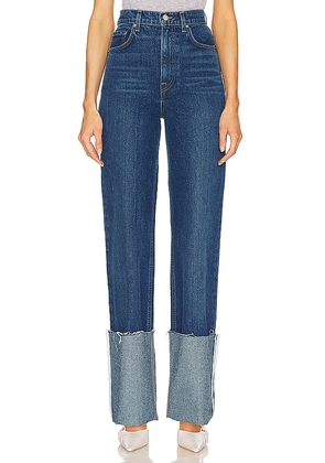 GRLFRND Sienna High Rise Big Cuff Jean in Blue. Size 24, 26, 28, 29.
