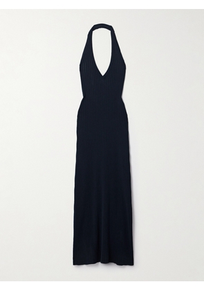 Nili Lotan - Ivenka Ribbed Cotton Halterneck Maxi Dress - Blue - x small,small,medium,large,x large