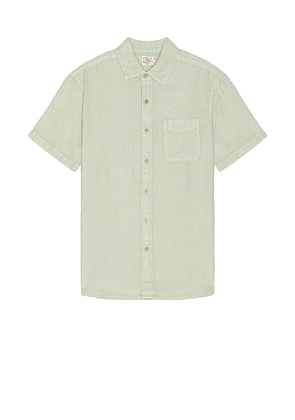 Faherty Short Sleeve Linen Laguna Shirt in Olive. Size XL/1X.