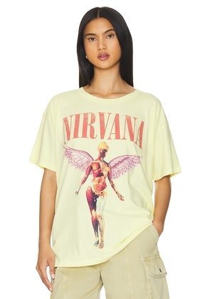 DAYDREAMER Nirvana in Utero Cover Merch Tee in Yellow. Size L, S, XL, XS.
