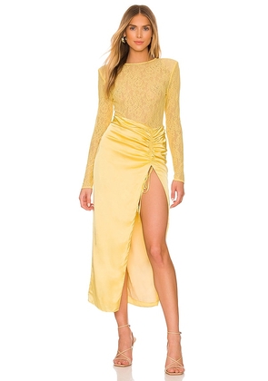 NBD Farah Midi Dress in Yellow. Size XS.