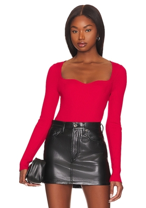 One Grey Day Seville Bodysuit in Red. Size L, S.