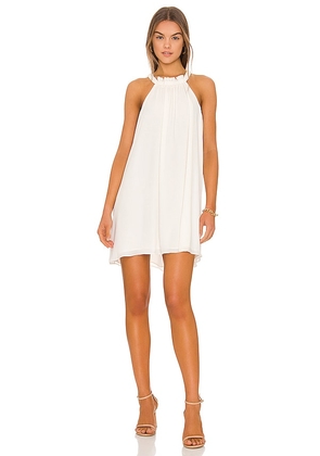 krisa Ruched Ruffle Shift Dress in Cream. Size S.