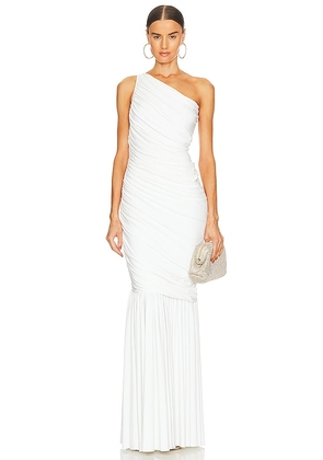 Norma Kamali Diana Fishtail Gown in White. Size XS.