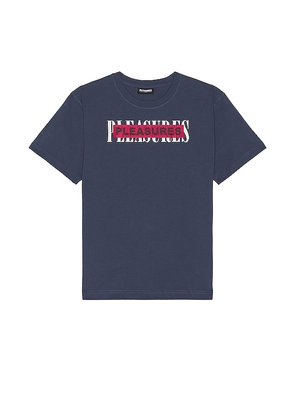 Pleasures Doubles Heavyweight T-shirt in Blue. Size M.