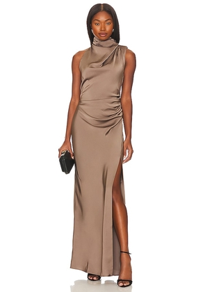 MISHA Constantina Gown in Taupe. Size XS.