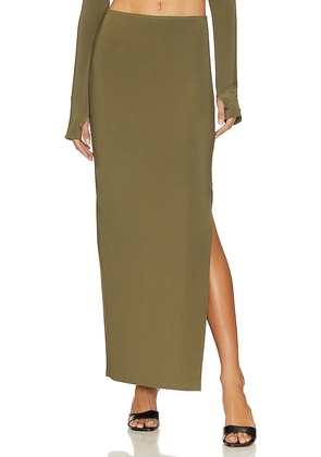 Norma Kamali Side Slit Long Skirt in Army. Size XS.