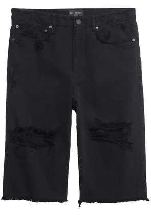 Balenciaga distressed denim shorts - Black