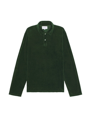 Palmes Towel Long Sleeve Polo in Green. Size M, S.