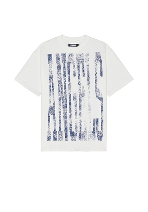 Renowned Angel Distressed Tee in White. Size M, S, XL/1X.