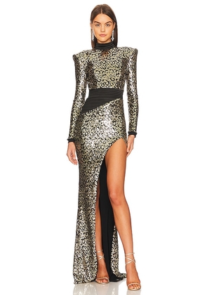 Zhivago Shakedown Gown in Metallic Gold. Size 8.