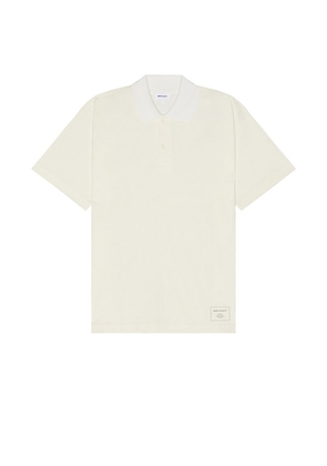 Norse Projects Espen Loose Printed Short Sleeve Polo in White. Size M, S, XL/1X.