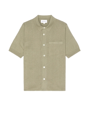 Norse Projects Rollo Cotton Linen Short Sleeve Shirt in Grey. Size M, S, XL/1X.