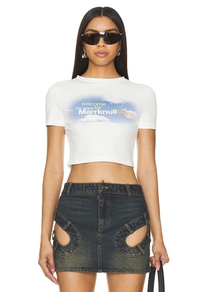 MARRKNULL Blue Sky T-shirt in White. Size L, S, XL, XS.