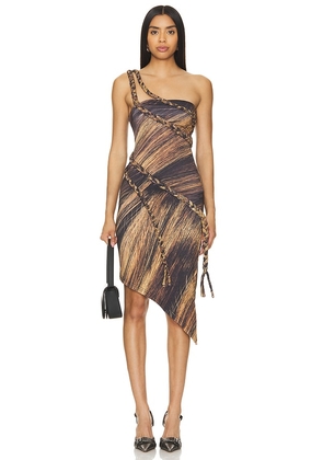 MARRKNULL Hi-low Dress in Brown. Size S.