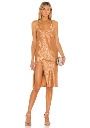 superdown Jinelle Midi Dress in Brown. Size XS.