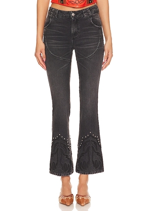 Understated Leather Western Stretch Jeans in Black. Size 23, 25, 26, 27, 28, 29, 30.