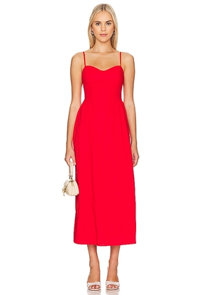 Show Me Your Mumu Allegra Midi Dress in Red. Size M, S, XL/1X, XS, XXL/2X.
