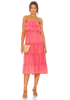1. STATE Strapless Midi Dress in Pink. Size L, XS.