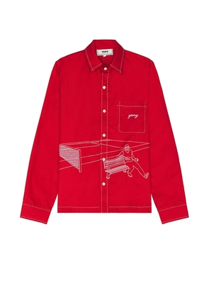 YONY Holding Court Button Down Shirt in Brick. Size M, S, XL/1X.