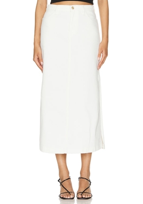 7 For All Mankind Midi Denim Skirt in White. Size 24, 25, 26, 27, 28, 29.