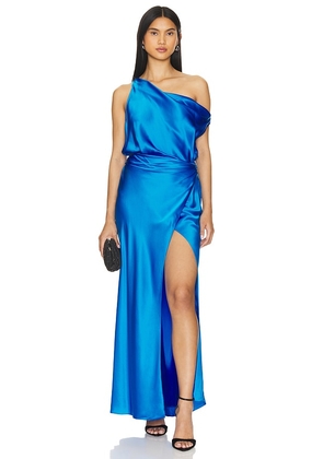 The Sei Asymmetrical Cowl Wrap Dress in Blue. Size 0, 4, 6, 8.