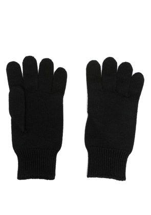 Versace logo-patch wool gloves - Black